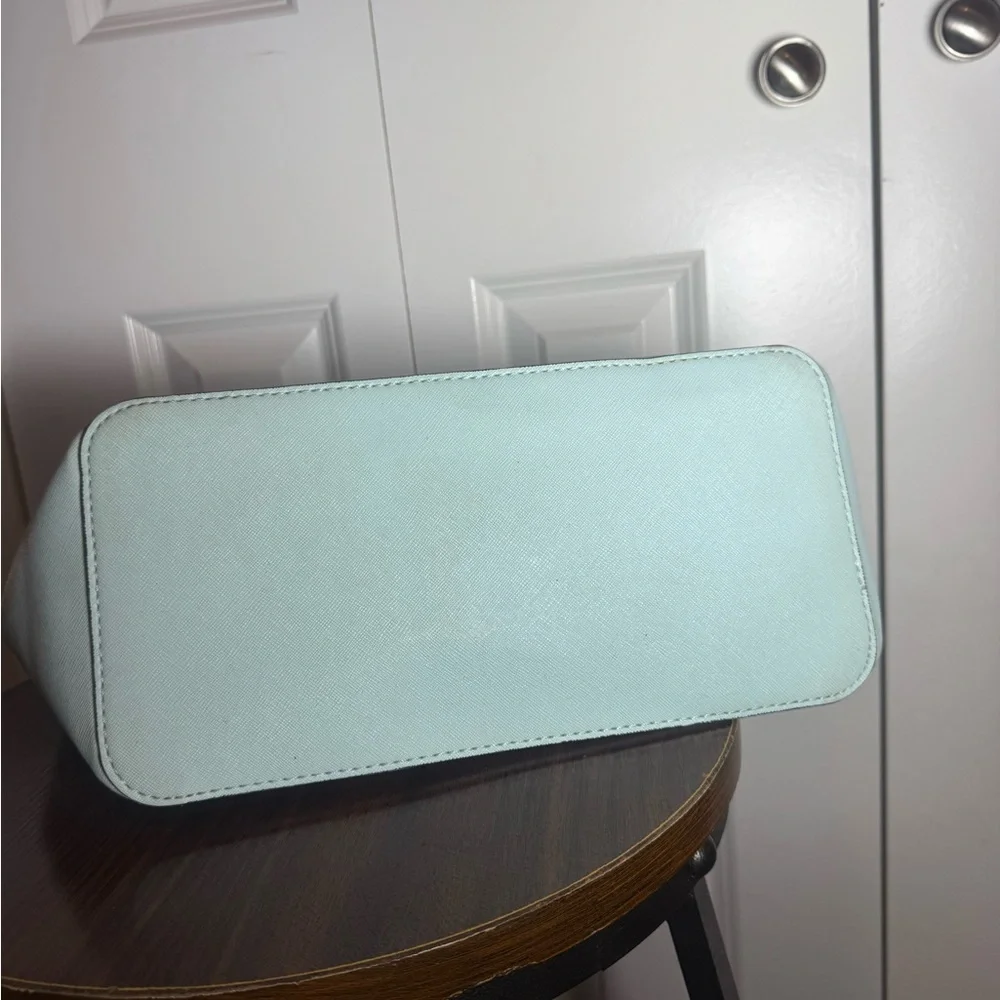 GUESS 1981 Teal Structured Tote Bag Large Zip Top Work Shoulder Purse - Picture 8 of 9